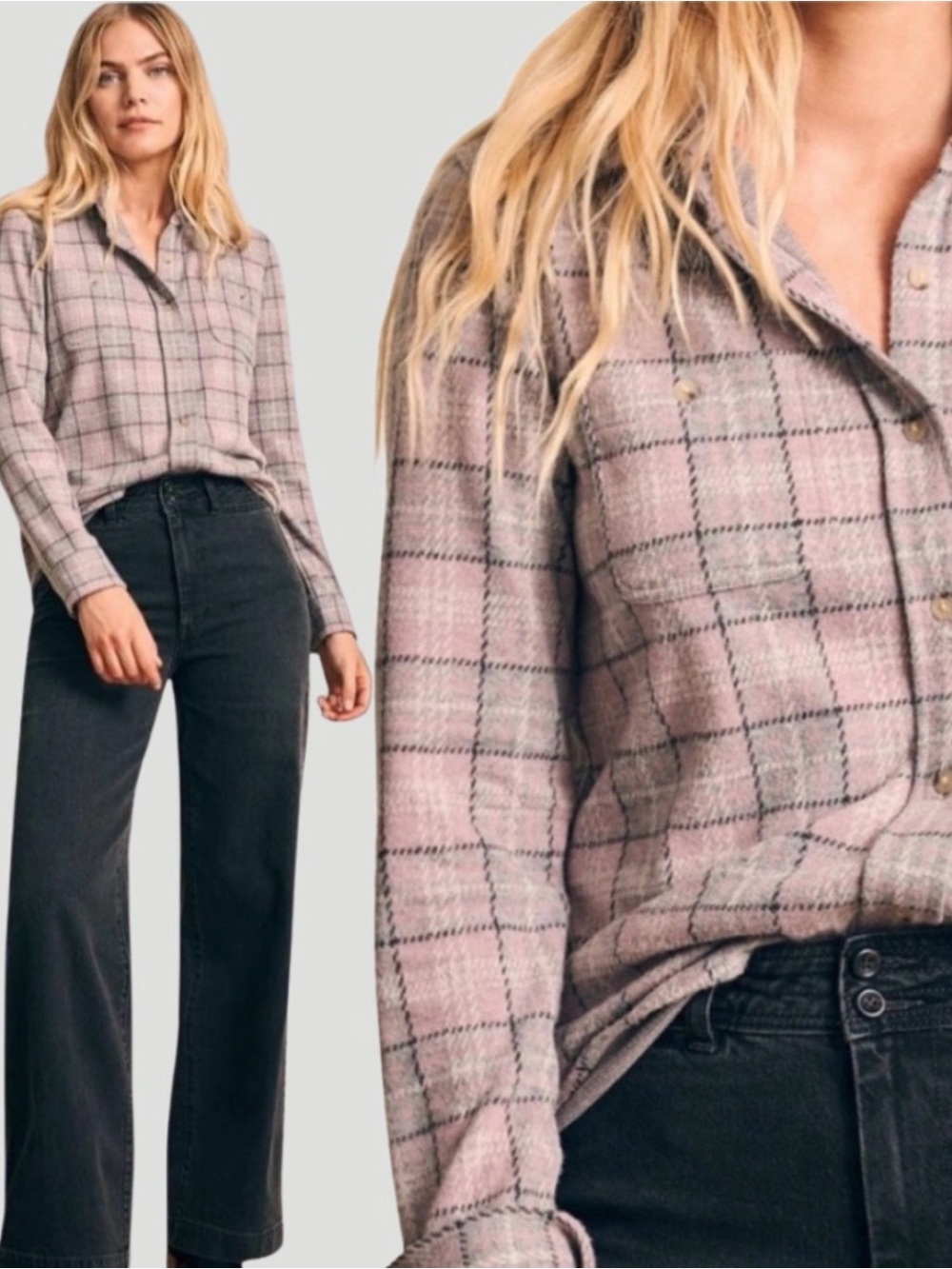 Faherty Rose Plaid Sweater Shirt size XL